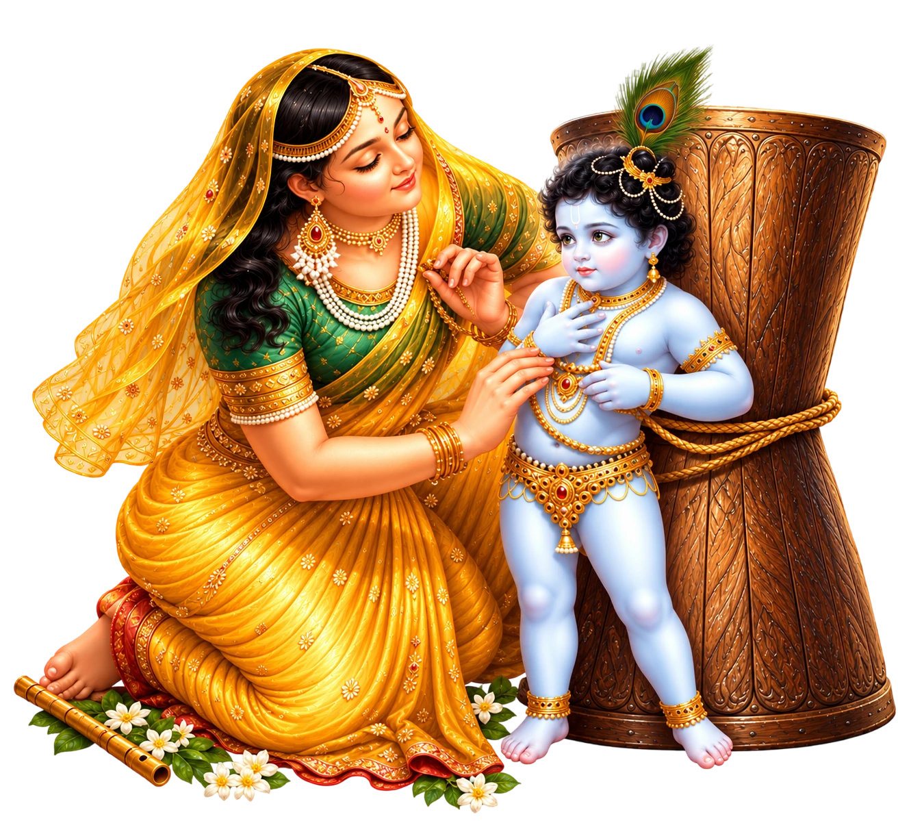 Mother Yashoda binding Lord Krishna — Damodara Lila